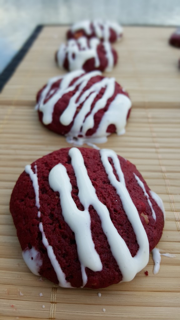 Red Velvet Cookies with Cream Cheese Drizzle 