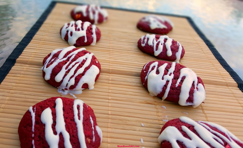 Red Velvet Cookies with Cream Cheese Drizzle 